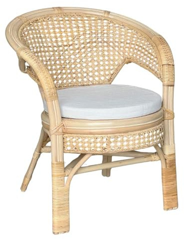 okaffarefatto zimbardi costanza Fauteuil Amanda en bois de bambou et paille de Vienne avec coussin offert