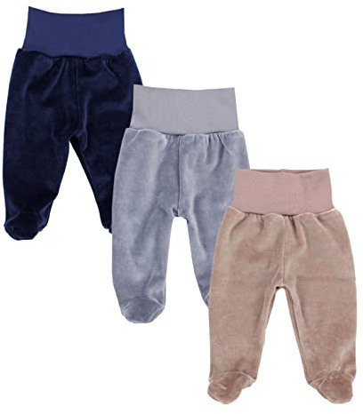 TupTam Pantalones Bebé Niño 3 Unidades – Pantalón Bebe con Pies y Cintura Elástica en Tejido Aterciopelado, Mix de Colores 1, 86