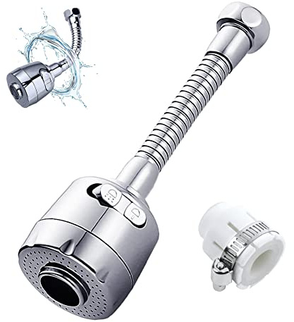 Wasserhahnbelüfter, 360 ° drehbarer Wasserhahn 2-Gang-Modus einstellbarer wassersparender Filterauswerfer, verwendet für flexiblen Wasserhahndüsenkopf für Küche und Bad (L)