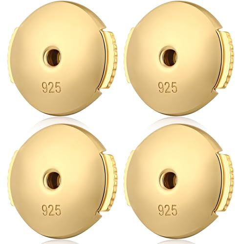 18 Karat überzogen Gegenstecker Ohrring Verschlüsse Ohrstecker Verschlüsse 925 Sterling Silber Basteln Ohrstecker Basteln Stopper Hypoallergen Ohrringstecker Verschlüsse
