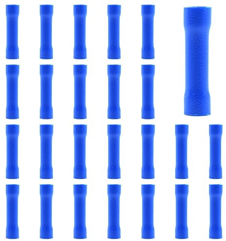 CEEYSEE 100Pcs Kabelverbinder Butt-Kabelverbinder Stoßverbinder Quetschverbinder - Isolierte PVC Quetschverbinder - für 1.5-2.5 mm² Kabel (Blau/DPTL)