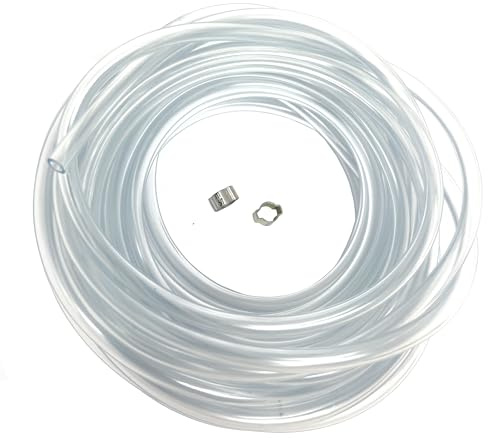 ELCAN 10 metros de manguera o tubo multiusos transparente universal de diámetro 4x6mm con 2 abrazaderas. PVC alimenticio flexible Para agua, gas, gasolinas, aceites, industria, acuarios…