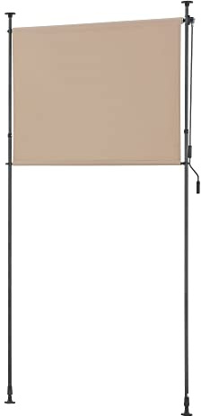 pro.tec Schermo Verticale da Balcone con Pali Telescopici Regolabili in Altezza tra 230-310 cm Tenda Parasole Frangivento Protezione Privacy - Larghezza 120 cm - Color Sabbia