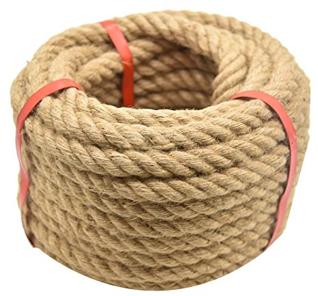 3/4 Inch x 100ft Jute Rope Natural Thick Heavy Hemp Rope Nautical Ropes Twisted Manila Rope for Crafts, Climbing, Bundling,Anchor, Hammock, Nautical, Cat Scratching Post, Tug of War, Decorate