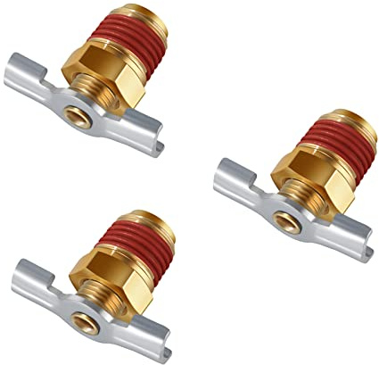 3Pc Drainage Valve with Wing Nut Handle, 1/4 NPT Inlet.SUNROAD Brass Winged Tank Drain Cock Wing Style Valve