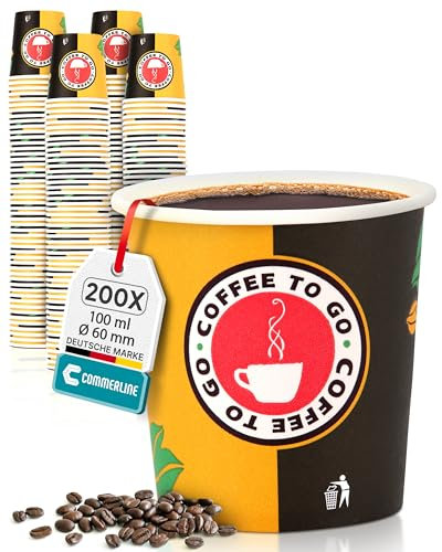 Lot de 200 gobelets à café jetables en carton de 100 ml - Pour café et thé (200, 4oz/100 ml)