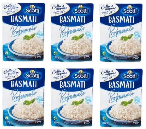 Riso Basmati Profumato gedämpfter Fertigreis 6 x 230g Beutel | Cottura in 2 Minuten, chicchi fragranti e locker, ideale per curry, Gemüse o piatti veloci, Gesamtnettogewicht 1,38 kg