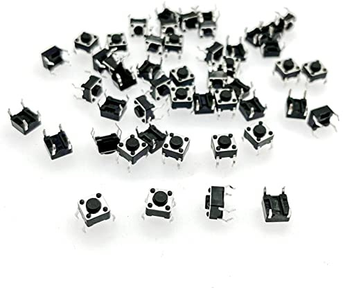 JZK 50 mini interruttori tattili 6 x 6 x 4,5 mm, micro interruttori tattili a 4 pin, interruttore a pulsante momentaneo da 12 V, 6 mm per PCB, pulsante tattile in miniatura