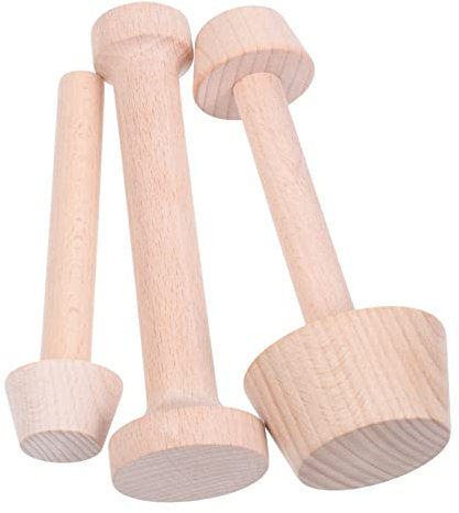 Cabilock Wooden Egg Tart Molds Set of 3 Non-Stick Pastry Tamper Double-Sided Design Medium and Small Sizes for Baking Egg Tarts and Muffins Kitchen