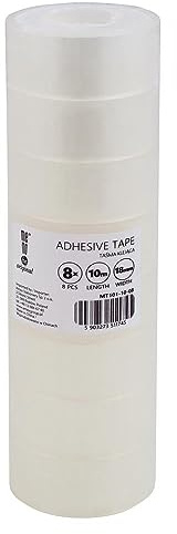 Amex MemoBe Klebeband - Transparente Allzweckband - Schule Büro Arbeit - Klebefilm beständig haltbar - klarer Tesafilm mit Akrylkleber - Mehrzweck Klebe Rollen - 18mm x 10m, 8 Stk.