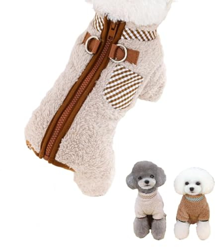 Hunde-Fleece, Thermokleidung mit Doppelring-Knöpfen, Winter-Hunde-Thermokleidung mit Reißverschluss, Kleiner Hundepullover, Hundepullover mit Leinenring für den Winter