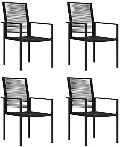 GuyAna Gartenstühle 4 STK. PVC Rattan Schwarz Balkonstuhl Balkonstuhl 4er Set
