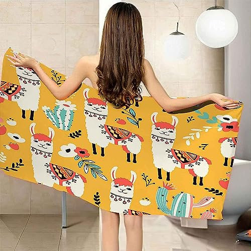 Strandtuch Kreatives Cartoon-Tier-Alpaka Badetuch Strandlaken Handtücher 3D Druck Für Kinder Handtücher Microfaser Handtuch Für Fitness Reisen Sport Outdoor Yoga 200 X 200 cm -3B2V/G7F
