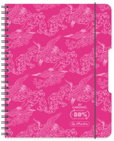 Herlitz® Brulion på Spiral A4 80 ark rutigt | Objekt Skolbok | Studie Anteckningsbok | Student Skrivbok | För Lärande Kalligrafi | ECO PP COLORS Rosa