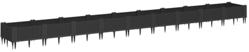 vidaXL Pflanzkasten mit Erdspießen, Modular Pflanzkübel mit Rattan-Optik, Blumenkübel für Außenbereich, Pflanzbeet Blumenbeet, Schwarz PP