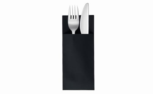 VelaHub Soft Point 50 Besteckservietten, Hochwertige, Einwegserviette, 32x38 cm, Schwarz