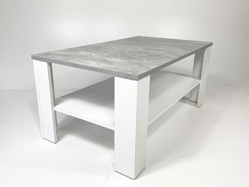 Schömig 24/7 Couchtisch. Wohnzimmertisch Beton weiß. (Betonoptik)