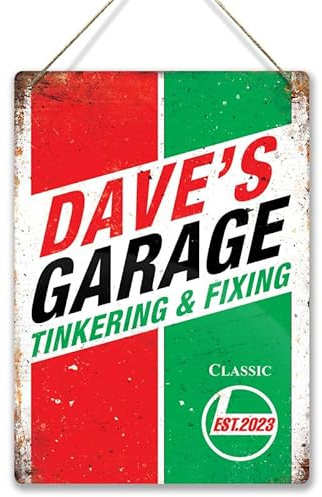 Personalised Oil Garage. Large metal sign with 2 holes and twine. Any name and Est. Year workshop mechanic
