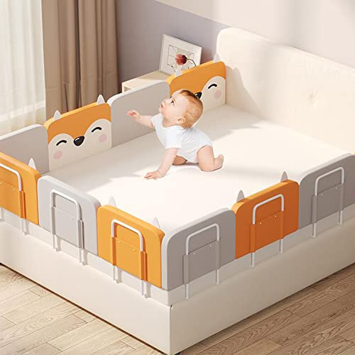 GODFSAHG Bettgitterschutz, Weiches Antikollisionsgeländer, Höhenverstellbares Sicherheitsgeländer am Bett, Für Kleine Kinder Oder Betten Für Erwachsene (Größe: 60 cm, Farbe: Gelbes Muster)