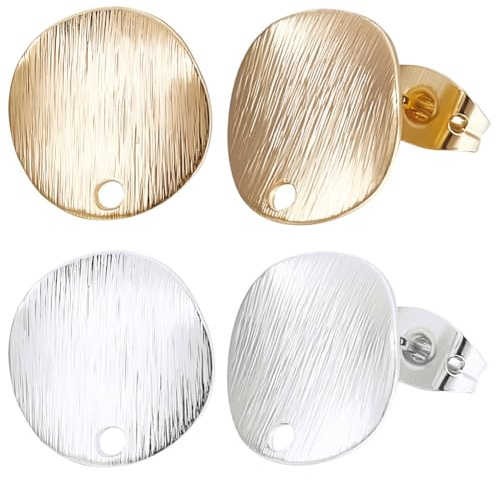 Beebeecraft 20 Stück 2 Farben Flache Runde Ohrstecker 18 Karat Vergoldetes Und Versilbertes Messing Ohrstecker Mit Loch Schmetterlings Ohrverschluss Zur Schmuckherstellung