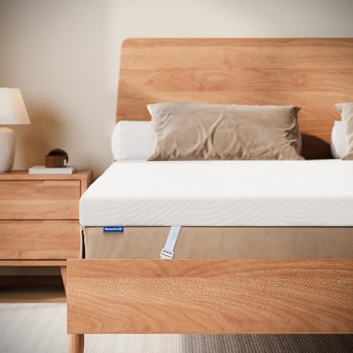 NewentorLife Mattress Topper for Back Pressure Relief Double Bed, 5cm Mattress Topper Double, Breathable Washable Cover, Adjustable Straps, OEKO-TEX Certified, 100 Nights Trial