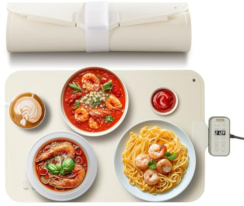 VEVOR Vassoio Riscaldante Elettrico con 4 Impostazioni di Temperatura Regolabili, Tappetino Riscaldante per Alimenti per Buffet, con Spegnimento Automatico, Blocco Bambini, per Feste Ristorazione