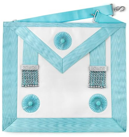 Regalia Store UK Craft Master Masons Apron with 3 Blue Rosettes | Turquoise Blue Color | 3rd Degree, Imitation Leather Aprons | Masonic Memorial Gift for Freemason Men & Women