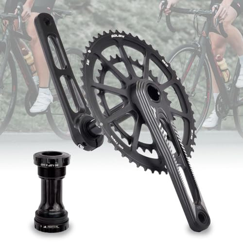 HZXQCVB Rennrad-Kurbelgarnitur Aluminium-Legierung GXP-Kurbelgarnitur Mit Tretlager 165/170/175mm Kurbelarm 50-34T/ 52-36T /53-39T Doppeltes Kettenblatt Für 7-12 Gänge(52-36T,165mm)