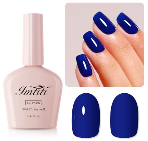 Imtiti Blau UV Nagellack, 10ML Tief Blau UV Gel Nagellack Soak Off Led Gel Nail Polish Herbst Winter DIY Nagel Kunst Starter Maniküre Salon Gellack Kit