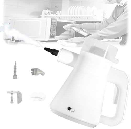 Pulitore A Vapore Portatile Multisuperficie Con 5 Accessori,Pulitore A Vapore Multiuso Naturale Con Volume D'acqua Di 350Ml,Pressione Di 3,5Bar,Per La Casa Per Pulire Sporco,White