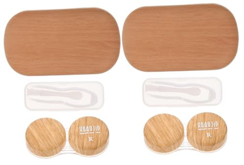 Didiseaon Box Retro Leather Wood Grain Cosmetic Lens Case Portable Organizer Holder for Girls