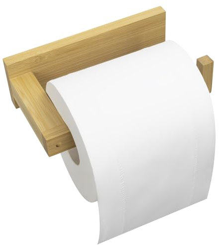 Toilettenpapierhalter aus Bambus zur Wandmontage mit freiem Bohren, selbstklebend oder zum Anschrauben, Toilettenpapierrollenhalter für Bad und Küche