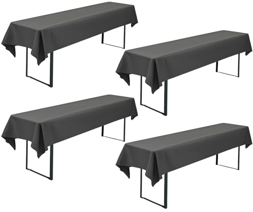 FXKS 4 Bier Tischdecken für Rechteck Tische, Dunkelgrau, 110x260 cm | Polyester Tischdecke, Waschbare und Langlebige Tischdecke Tischdeckes für Garten Partys Geburtstagsfeier oder Grill