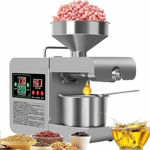 Pressa per Olio Elettrica Automatica, Estrattore Di Olio Di Noci in Acciaio Inossidabile 304, Estrattore Di Olio Di Semi a Freddo E a Caldo Da 820 W, Olio Di Oliva, Olio Di Cocco, Olio Di Colza