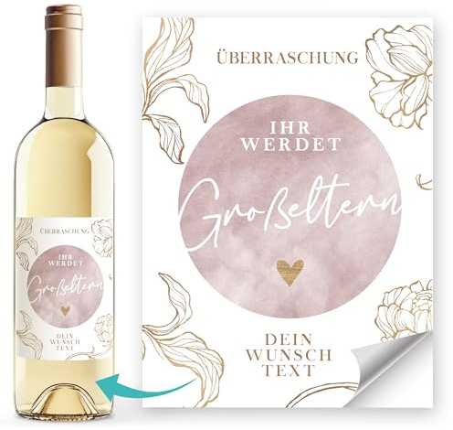 SpecialMe® Weinetiketten Weinflaschenetiketten personalisiert Flaschenetiketten Schwangerschaft verkünden Wunschtext Weiss unisize