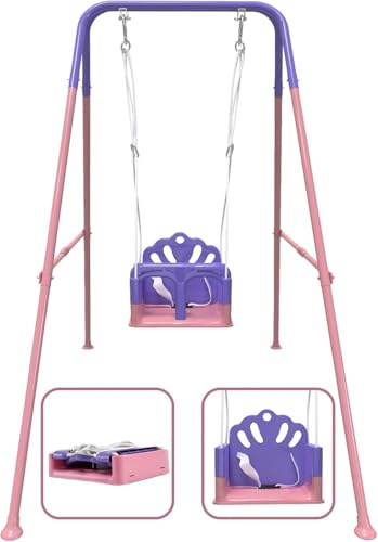 Babyschaukel Outdoor mit Gestell, Babyschaukel für drinnen und draußen, Baby Swing für den Garten, sicheres und langlebiges Design, wächst mit Ihrem Kind