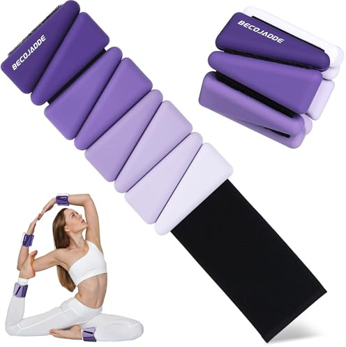BECOJADDE Lot de 2 poids de cheville (0,9 kg chacun) pour homme et femme - Poids réglable en silicone pour poignet et bras - Pour la maison, le pilates, la marche, l'entraînement, le yoga - Violet