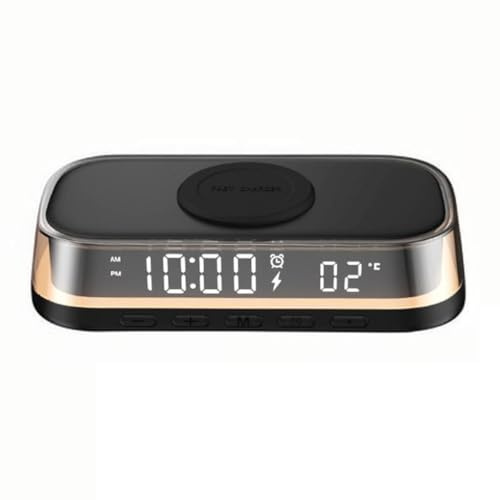 yasoe Wireless Charger 15W Multi-Function Desktop Wireless Charger Clock Alarm Thermometer Night Light