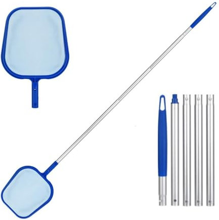 Rete per skimmer per piscina, kit per la pulizia, asta telescopica regolabile da 122 cm, accessori per laghetto da giardino, vasca idromassaggio, pagaiare, vasche da fontana, acquario, rete