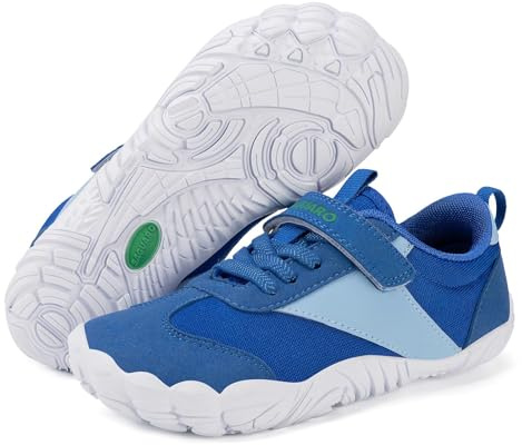SAGUARO Barfotaskor barn mjuka andningsbara barfota sneakers med bred tålåda, storlek 25–36, DJUPBLÅ, 25 EU