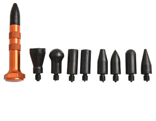 Honseadek Kit di riparazione per ammaccature auto con rubinetto automatico e 9 teste verso il basso, strumenti di rimozione ammaccature senza vernice per martello corpo moto camion alluminio Appli