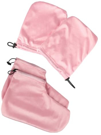 Cabilock Paraffintherapie Handschuh und Wachsfußüberzug Satz 2 Paar Schützendes Weiches Baumwoll Kunstfell Einfach Anzuziehen für Beauty Salon und Hot Wax Therapy
