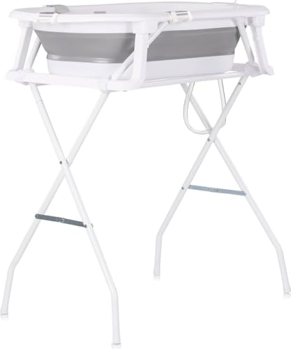 Chipolino Babybadewanne-Set Malibu 78 cm, Ständer, klappbar, Thermometer, Ablauf grau