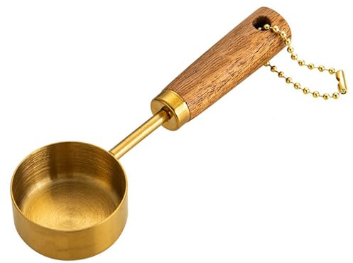 14ML Stainless Steel Measuring Spoon Cup with Wood Handle for Precise Measurement in Culinary Baking Coffee Preparation Kitchen Spoon
