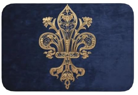 EAEQKOUC 3d Filigrana d'oro 3D Fleur De Lis, porta da pavimento, tappetini cucina, tappetini da bagno in fleur-de-lys in giglio, zerbino, tappeto d'ingresso WC-60x90cm
