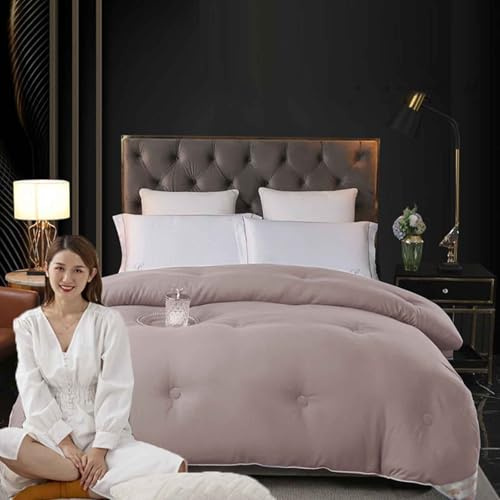 HLTQL Trapunta Matrimoniale, Piumino Invernale Imbottito in Seta di Gelso, Coperta Invernale Matrimoniale, Piumone Invernale Spesso, Piumino Trapuntato Reversibile.(*1,150x200cm/4kg)