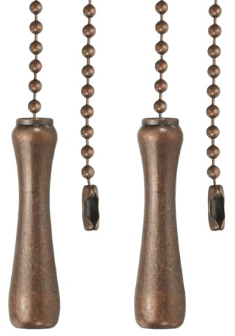 PATIKIL 2 cadenas de tracción para ventilador de techo, extensor de cadenas de lámpara de aleación de 13 pulgadas con colgante de asa, adorno de extensión decorativo para lámpara de ventilador