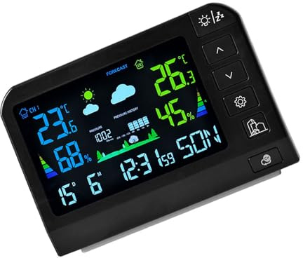 Home Weather Stations with Atomics Clock Indoor/Outdoor Thermometers Humidities Barometers Monitor Home Atomics Clock Temperature Inside Outside Thermometers Monitor