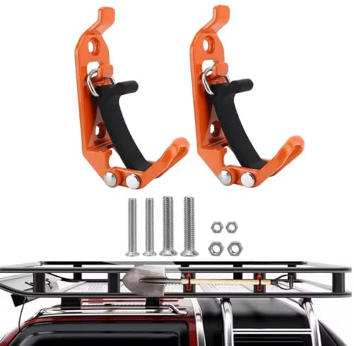 2PCS Heavy Duty Metal Rubber Shovel Mount Kit, Shovel Mount for Roof Rack, Metal Rubber Clamps, Wall Mounting Brackets Kit, Shovel Holder with Screws and Nuts for Truck, Car Accessories (Orange)