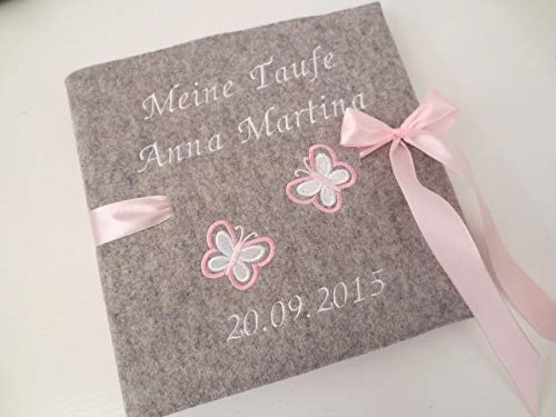 Fotoalbum Kind/Baby Album Name Mädchen Geburt Wollfilz 26 cm x 25 cm